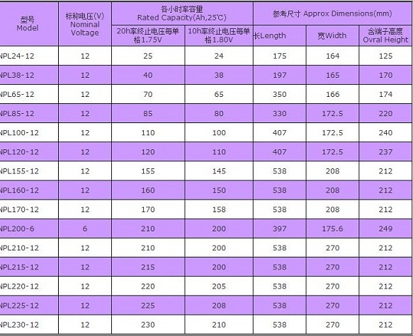 NPL系列電池